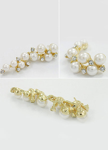 Boucles d'oreilles Cerceau de mariage métallique or fausse perle rond