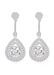 Boucles d'oreilles Boucles d’oreilles pendantes de mariage en platine plaqué blanc Cubic Zirconia ro