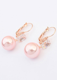 Boucles d'oreilles Boucles d’oreilles pendantes de mariage métallique rose Cubic Zirconia carré