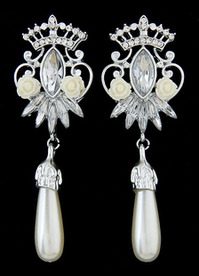 Boucles d'oreilles Boucles d’oreilles pendantes de mariage en résine argent rhinestone rond
