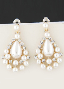 Boucles d'oreilles Boucles d’oreilles pendantes de mariage métallique blanc fausse perle Taillée Poi