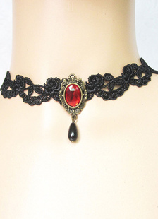 Gothique Lolita collier dentelle rouge cristal Lolita collier Bijoux