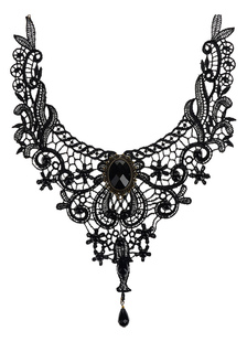 Gothic Lolita collier noir découpe coeur et fleur Lolita Collier Collier en dentelle