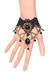 Gothic Lolita Bracelet dentelle noire perle Lolita victorienne Bracelet Bijoux