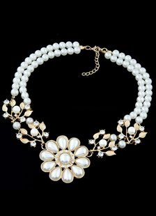Collier de perles blanc Floral alliage bijoux de mariage