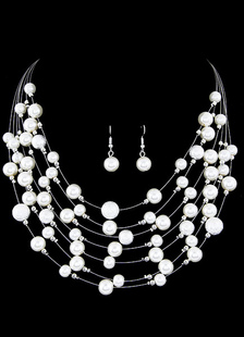 Ensemblede bijoux élégant de mariage multicouche fausse perle