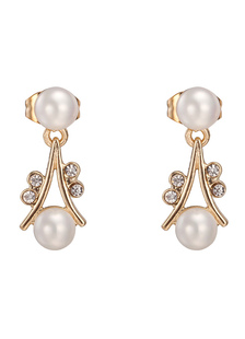 Boucles d’oreilles perle percée zircone cubique bijoux de mariée blanche