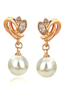 Boucles d’oreilles perle blanche de mariage percé princesse zircon boucles d’oreilles