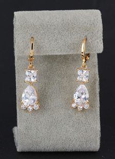 Bridal Drop boucles d’oreilles zircon blanc princesse boucle d’oreille