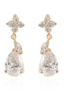 Fleurs de mariage Drop boucles d’oreilles zircon blanc princesse mariée bijoux