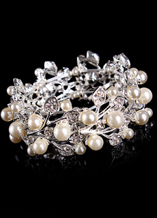 Perle strass Floral Leaf Bracelet mariée