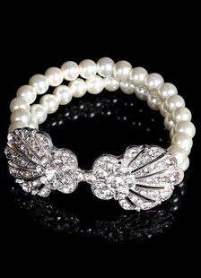 Bracelet de Perles cristal 2 rangée pour mariage mariée