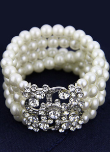 Ligne 5 Bracelet de perles strass bijoux nuptiales Stretch Vintage