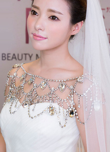 Mariage épaule collier en alliage d’argent strass déclaration bijoux nuptiales