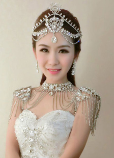 Chaînes de Rhinestone collier mariée épaule alliage déclaration collier mariée