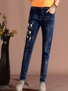Jeans Skinny Denim imprimé Jeans enduit imprimé féminin