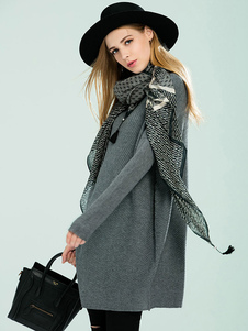 À manches longues de la femme robe pull gris Batwing surdimensionné Robe tricot