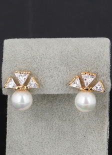 Perle Stud boucles d’oreilles mariée Cubic Zirconia boucles blanc boucles d’oreilles de mariage