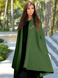 Énigmatique Manteau d’hiver femme Laine de plaine unicolore avec poches irrégulier col à revers