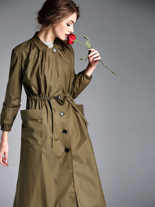 Chic manteau d'hiver femme en coton mélangé unicolore avec poches surdimensionné col à revers