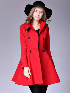 Énigmatique manteau en gabardine unicolore avec bouton moulant coupe-vent col montant