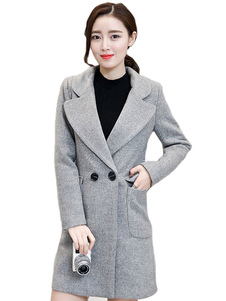 Magnétique manteau en gabardine unicolore avec bouton moulant thermique col à revers