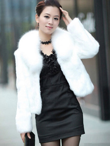 Manteau fausse fourrure manches longues blanc crochet et oeil courte Design féminin Slim Outwear ave