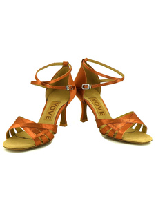 Salle de bal des femmes chaussures chaussures à talons hauts marron boucle sangle réglable Open Toe 