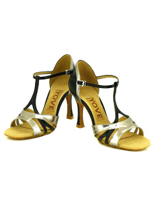 Danse de cuir chaussures haut talon deux ton Open Toe boucle salle de bal pour les femmes