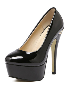 Escarpins à plateforme à talons aigus en PU unicolore mocassin Sans ornement. de polyuréthane / PU