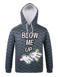 Pullover Hoodie lettre hommes imprimé manches longues Casual Hoodie