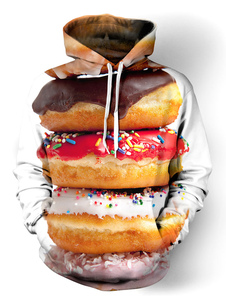 À capuche 3D pour hommes jaune imprimé manches longues Casual Hoodie