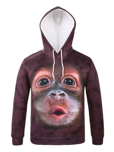 Pullover Hoodie singe 3D hommes imprimé manches longues Casual Hoodie