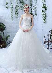 Bustier mariage robe dentelle strass Arc Lace Up Backless chapelle Train robe de mariée