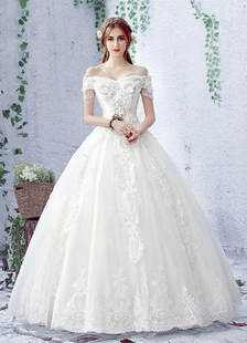 Sweetheart mariage robe Off-the-shoulder Ball Ivoire robe strass étage longueur robe de mariée avec 