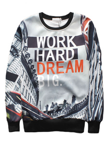 Sweat populaire en polyester gris clair impression sans ornement.