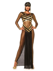 Costume sexy Romain en soie noir pour femme