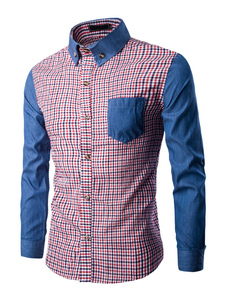 Chemise en coton rouge manches longues