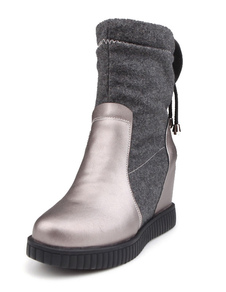 Bottes mi-mollet Tige réglable à bout rond en PU en patchwork