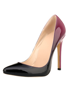 Chaussures à talons à talons aigus en PU verni dégradé mocassin de polyuréthane / PU