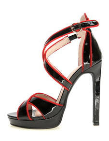 Sandales plateforme parfaites plate-forme en PU verni bicolore