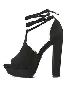 Sandales plateforme à talons épais en tissu de terry unicolore