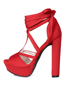 Sandales plateforme parfaites à talons épais en tissu de terry unicolore