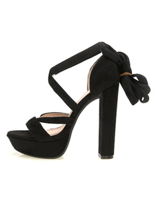 Sandales plateforme sublimes à talons épais en tissu de terry unicolore