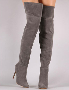 Bottes à bout pointu tige réglable en tissu de terry unicolore