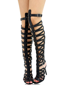 Sandales attrayantes gladiateur en PU à motif léopard et talons aigus