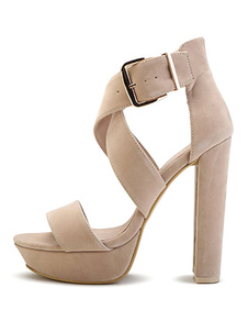 Sandales plateforme sublimes à talons épais en tissu de terry unicolore