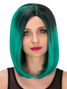 Halloween femmes perruques vert Ombre tout droit Long synthétiques de cheveux