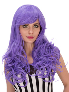 Halloween cheveux perruques Long bleu & noirs bouclés perruques synthétiques féminines