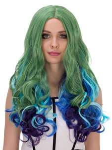 Perruques de cheveux Halloween Perruques synthétiques longues couches bouclés couleur mélangée